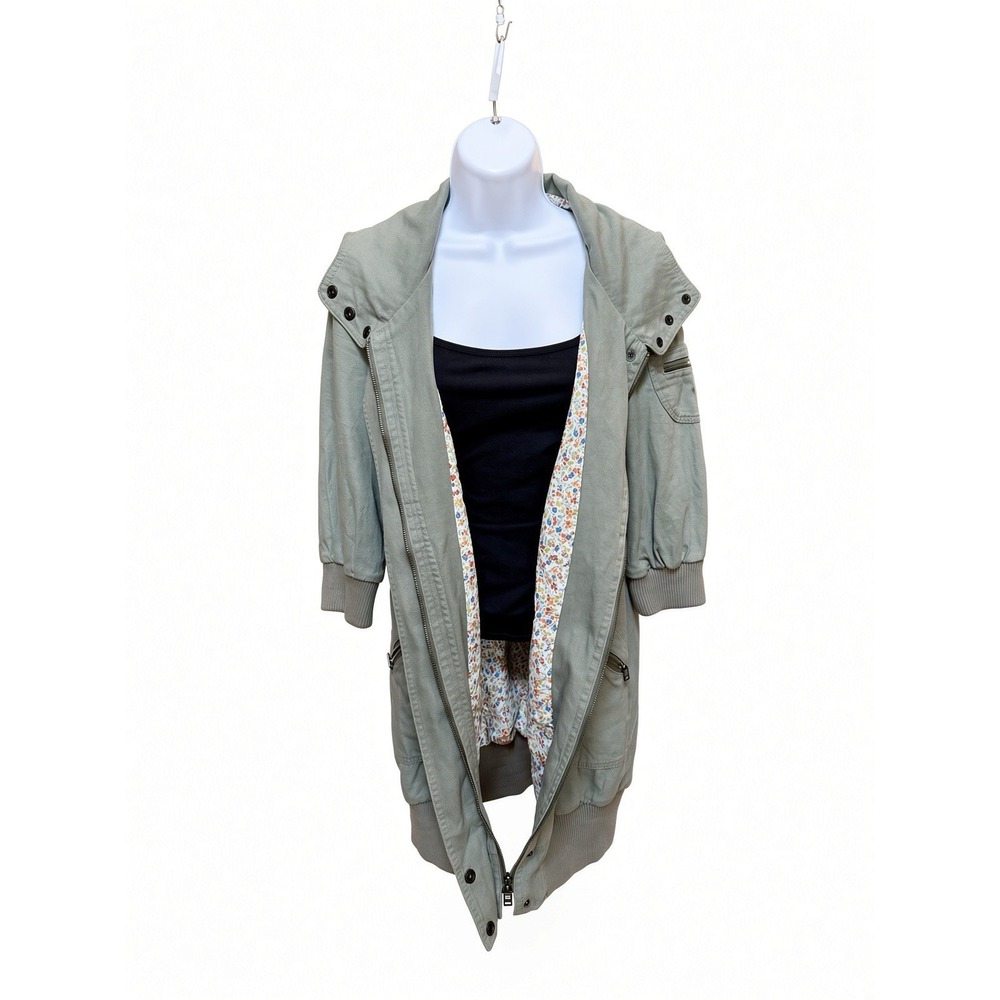 Tulle Olive Utility Jacket S Floral Lined Cotton Military Bomber